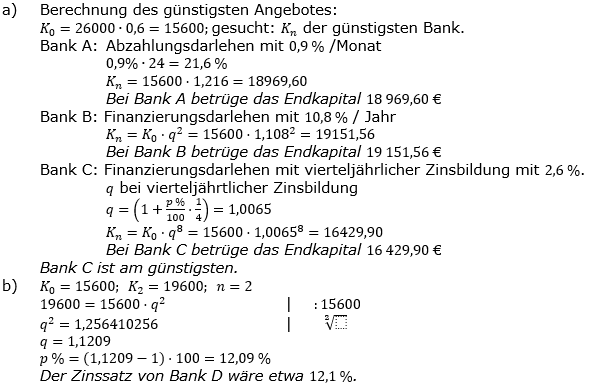 Zinseszinses Prüfungsaufgaben Lösungen zum Aufgabensatz 18 Blatt 3 A17 - A24 Bild 1/© by www.fit-in-mathe-online.de