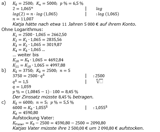 Zinseszinses Prüfungsaufgaben Lösungen zum Aufgabensatz 19 Blatt 3 A17 - A24 Bild 1/© by www.fit-in-mathe-online.de
