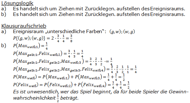 Stochastik Urnenmodelle Lösungen zum Aufgabensatz 14 Blatt 1/2 Grundlagen Bild A1214L01/© by www.fit-in-mathe-online.de