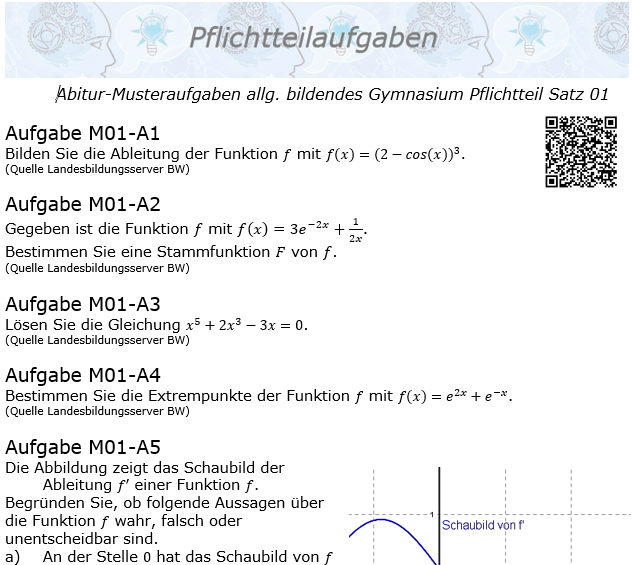 Abitur Pflichtteile ab 2019 Mustersatz 01 allg. bildendes Gymnasium © by www.fit-in-mathe-online