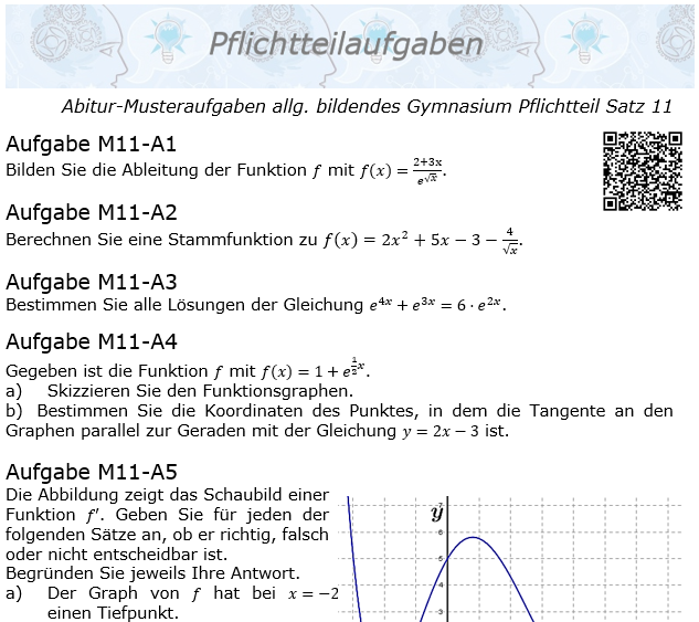 Abitur Pflichtteile ab 2019 Mustersatz 11 allg. bildendes Gymnasium © by www.fit-in-mathe-online