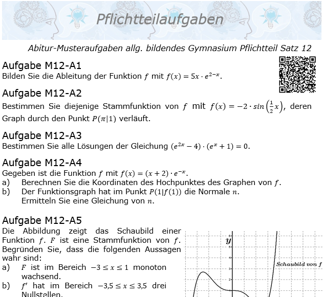 Abitur Pflichtteile ab 2019 Mustersatz 12 allg. bildendes Gymnasium © by www.fit-in-mathe-online