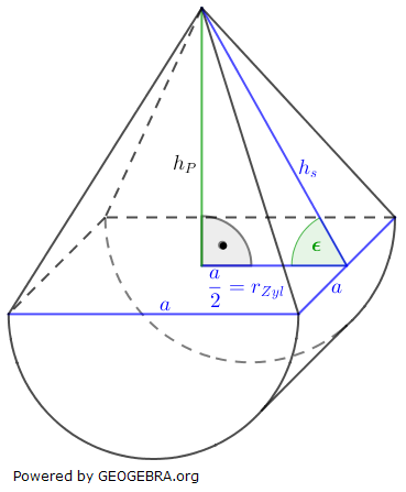 Realschulabschluss Zusammengesetzte Körper Lösungs-Graphik Pflichtteilaufgabe P3/2017/© by www.fit-in-mathe-online.de
