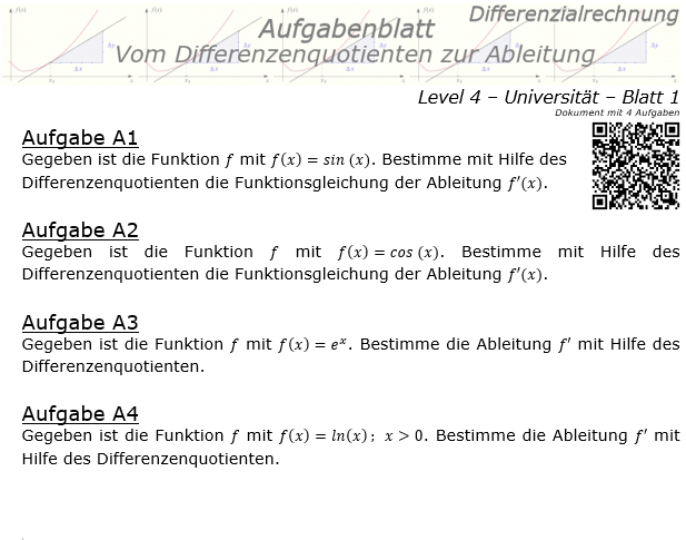 Vom Differenzenquotienten zur Ableitung Aufgabenblatt 4/1 / © by Fit-in-Mathe-Online.de
