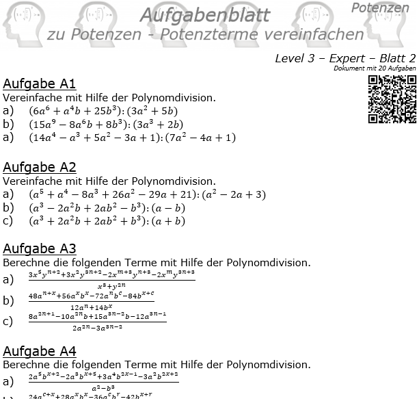 Potenzterme vereinfachen Aufgabenblatt Level 3 / Blatt 2 © by www.fit-in-mathe-online