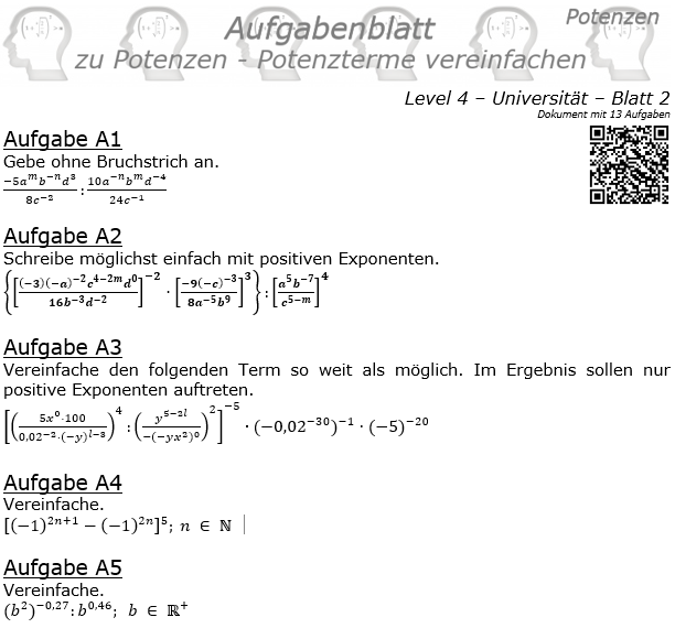Potenzterme vereinfachen Aufgabenblatt Level 4 / Blatt 2 © by www.fit-in-mathe-online
