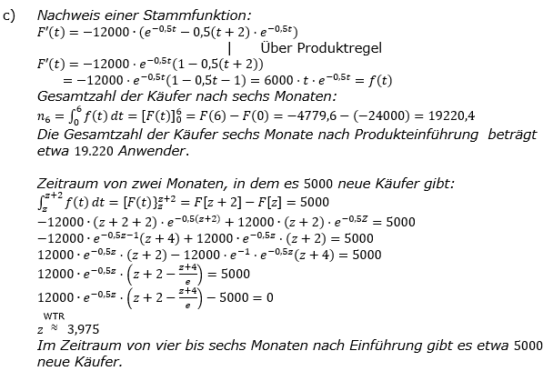Lösung zur Abiturmusteraufgabe allg. bildendes Gymnasium Analysis ab 2019 Mustersatz 06 Aufgabe A1.1 Bild 7/© by www.fit-in-mathe-online.de