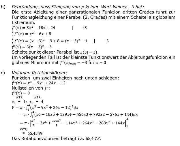 Lösung zur Abiturmusteraufgabe allg. bildendes Gymnasium Analysis ab 2019 Mustersatz 07 Aufgabe A2.2 Bild 4/© by www.fit-in-mathe-online.de