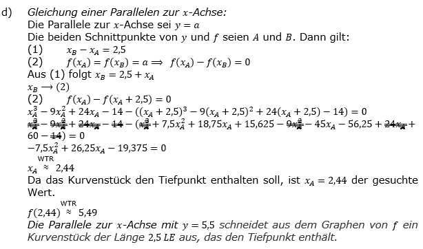Lösung zur Abiturmusteraufgabe allg. bildendes Gymnasium Analysis ab 2019 Mustersatz 07 Aufgabe A2.2 Bild 5/© by www.fit-in-mathe-online.de