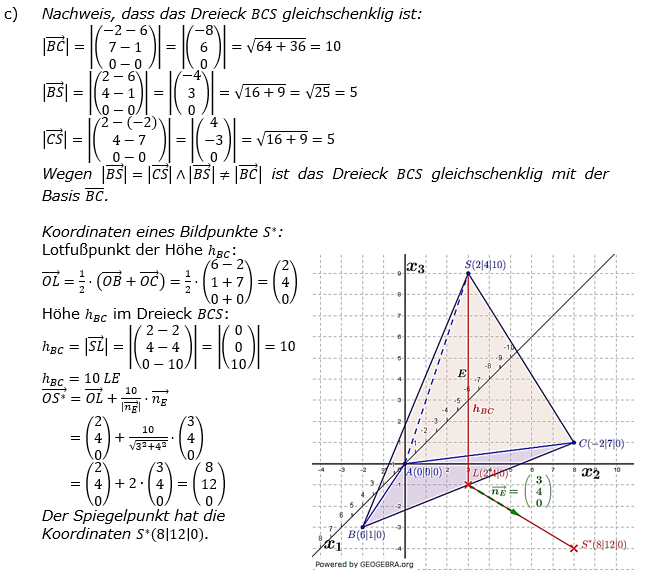 Abitur allg. bildendes Gymnasium Wahlteil Analytische Geometrie 2019 Nachtermin B2 Lösung Bild 5/© by www.fit-in-mathe-online.de