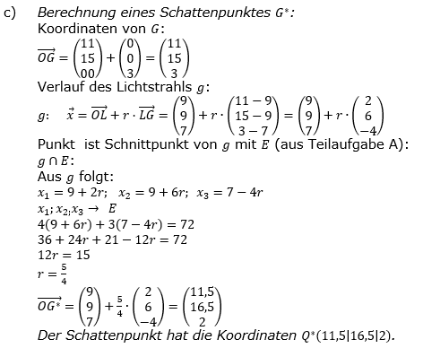 Abitur allg. bildendes Gymnasium Wahlteil Analytische Geometrie 2020 B1 Lösung Bild 3/© by www.fit-in-mathe-online.de