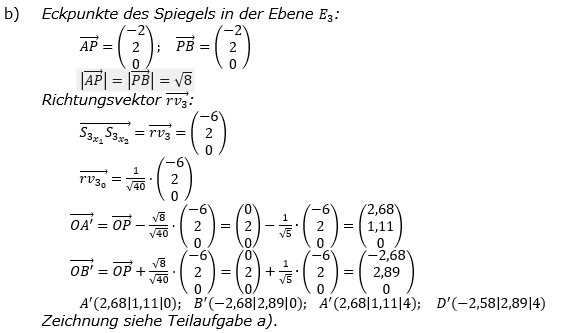 Lösung zur Abiturmusteraufgabe allg. bildendes Gymnasium Analytische Geometrie ab 2019 Mustersatz 01 Aufgabe B1 Bild 2 Lösung zur Abiturmusteraufgabe allg. bildendes Gymnasium Analytische Geometrie ab 2019 Mustersatz 01 Aufgabe B1 Bild 2/© by www.fit-in-mathe-online.de