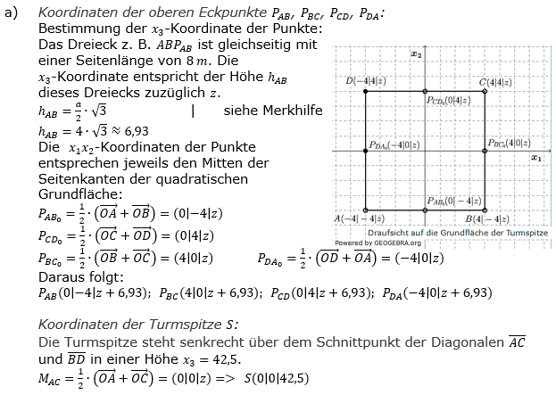 Lösung zur Abiturmusteraufgabe allg. bildendes Gymnasium Analytische Geometrie ab 2019 Mustersatz 02 Aufgabe B1 Bild 1 Lösung zur Abiturmusteraufgabe allg. bildendes Gymnasium Analytische Geometrie ab 2019 Mustersatz 02 Aufgabe B1 Bild 1/© by www.fit-in-mathe-online.de