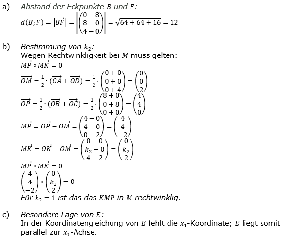 Lösung zur Abiturmusteraufgabe allg. bildendes Gymnasium Analytische Geometrie ab 2019 Mustersatz 05 Aufgabe B1 Bild 2/© by www.fit-in-mathe-online.de