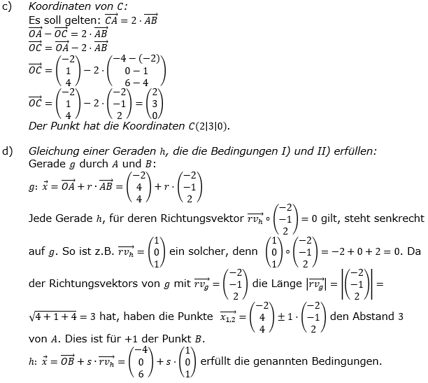 Lösung zur Abiturmusteraufgabe allg. bildendes Gymnasium Analytische Geometrie ab 2019 Mustersatz 07 Aufgabe B1 Bild 2/© by www.fit-in-mathe-online.de