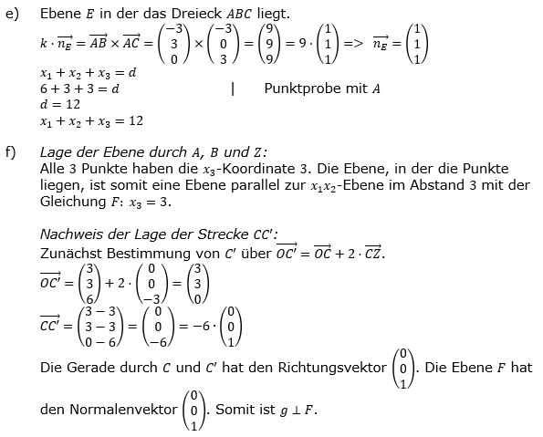 Lösung zur Abiturmusteraufgabe allg. bildendes Gymnasium Analytische Geometrie ab 2019 Mustersatz 07 Aufgabe B1 Bild 3/© by www.fit-in-mathe-online.de