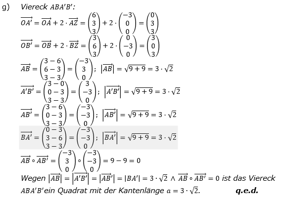 Lösung zur Abiturmusteraufgabe allg. bildendes Gymnasium Analytische Geometrie ab 2019 Mustersatz 07 Aufgabe B1 Bild 4/© by www.fit-in-mathe-online.de