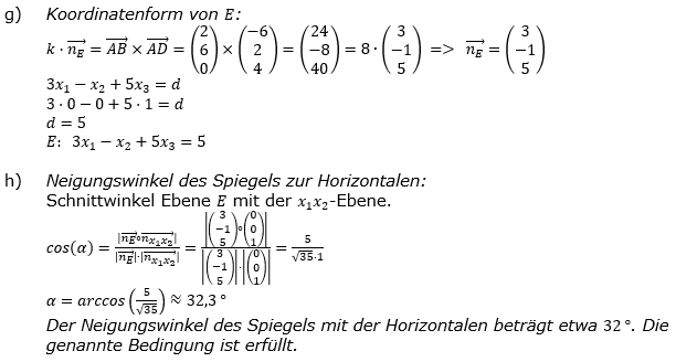 Lösung zur Abiturmusteraufgabe allg. bildendes Gymnasium Analytische Geometrie ab 2019 Mustersatz 08 Aufgabe B1 Bild 4/© by www.fit-in-mathe-online.de