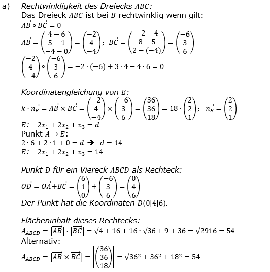 Lösung zur Abiturmusteraufgabe allg. bildendes Gymnasium Analytische Geometrie ab 2019 Mustersatz 11 Aufgabe B2 Bild 2/© by www.fit-in-mathe-online.de