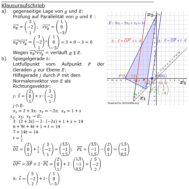 Lösung zur Abituraufgabe allg. bildendes Gymnasium Pflichtteilaufgaben 'Analytische Geometrie' 2019-5 Bild 2/© by www.fit-in-mathe-online.de