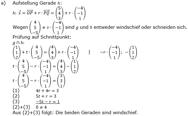 Lösung zur Abituraufgabe allg. bildendes Gymnasium Pflichtteilaufgaben 'Analytische Geometrie' 2019-6 Nachtermin Bild 1/© by www.fit-in-mathe-online.de