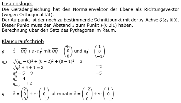 Lösung zur Abituraufgabe allg. bildendes Gymnasium Pflichtteilaufgaben 'Analytische Geometrie' 2020-7 Bild 1/© by www.fit-in-mathe-online.de