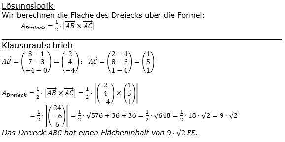 Lösung zur Abiturmusteraufgabe allg. bildendes Gymnasium Pflichtteilaufgaben ab 2019 'Analytische Geometrie' M12 Bild 1/© by www.fit-in-mathe-online.de