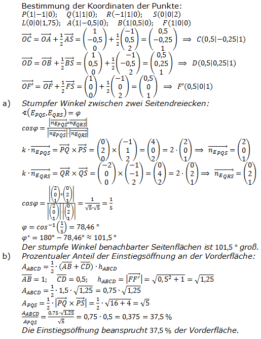 Abitur allg. bildendes Gymnasium Wahlteil Analytische Geometrie 2004-B1 Lösung Bild 1/© by www.fit-in-mathe-online.de