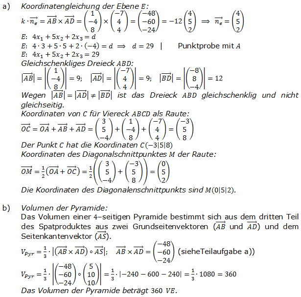 Abitur allg. bildendes Gymnasium Wahlteil Analytische Geometrie 2006-B11 Lösung Bild 1/© by www.fit-in-mathe-online.de