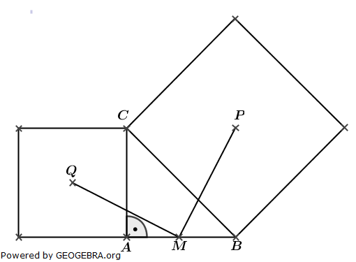 Das Dreieck ABC ist gleichschenklig und rechtwinklig, P und Q sind die Schnittpunkte der Quadratdiagonalen,... (Abitur allg. bildendes Gymnasium Wahlteilaufgaben Analytische Geometrie 2007-B12/© by www.fit-in-mathe-online.de)