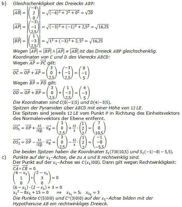 Abitur allg. bildendes Gymnasium Wahlteil Analytische Geometrie 2012-B1 Lösung Bild 2 Abitur allg. bildendes Gymnasium Wahlteil Analytische Geometrie 2012-B1 Lösung Bild 2/© by www.fit-in-mathe-online.de