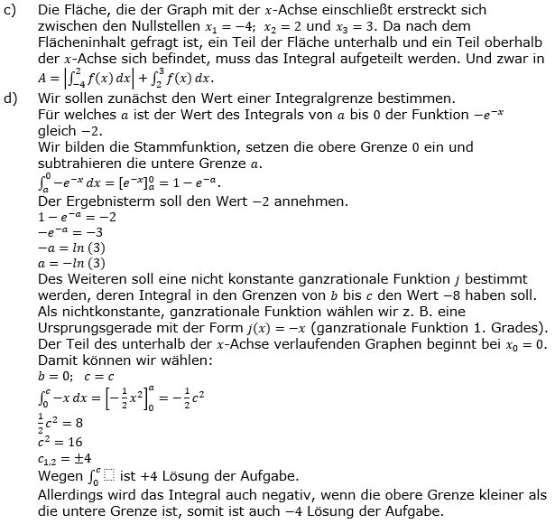 Lösung zu Abituraufgaben Basisfach Analysis Mustersatz M01 Bild 2/© by www.fit-in-mathe-online.de