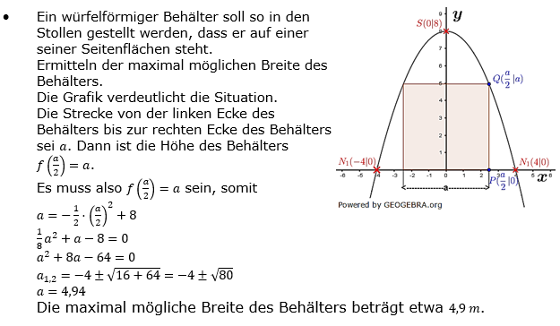 Lösung zu Abituraufgaben Basisfach Analysis - Kolloquium -  Mustersatz M13 Bild 6/© by www.fit-in-mathe-online.de