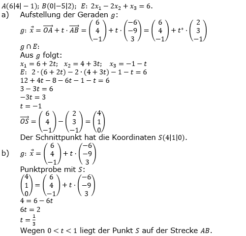 Lösung Leistungskurs Pflichtteil Anlalytische Geometrie A5/Teil 2 Abitur BW 2021. (Grafik A21205L01 Abitur allg. bildendes Gymnasium Leistungskurs Pflichtteil Analytische Geometrie 2021 Aufgabe 5 / Teil 2/© by www.fit-in-mathe-online.de)