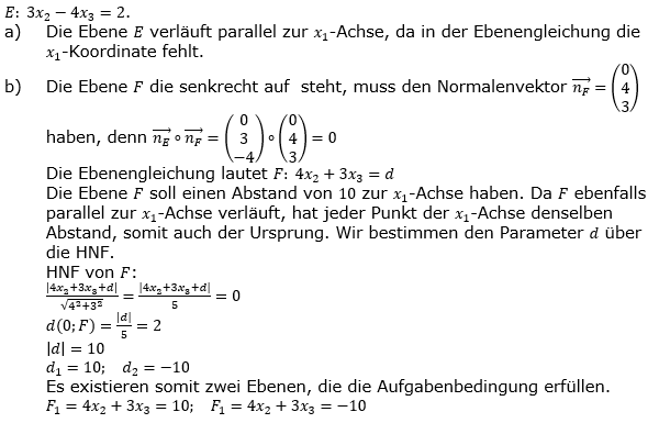 Lösung Leistungskurs Pflichtteil Anlalytische Geometrie A6/Teil 2 Abitur BW 2021. (Grafik A21206L01 Abitur allg. bildendes Gymnasium Leistungskurs Pflichtteil Analytische Geometrie 2021 Aufgabe 5 / Teil 2/© by www.fit-in-mathe-online.de)