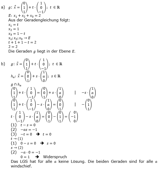 Lösung LK Pflichtteil Anlalytische Geometrie A4/Teil1 Abitur BW 2023. (Grafik A23104L02 Abitur allg. bildendes Gymnasium Leistungskurs Pflichtteil Analysis 2023 Aufgabe 4 / Teil 1)/© by www.fit-in-mathe-online.de)