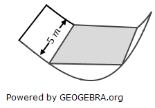 Bei einem Umbau soll die Senke auf 5 m Länge so mit Sand aufgefüllt werden, dass eine horizontale rechteckige Fläche entsteht. (Abitur allg. bildendes Gymnasium Wahlteilaufgaben Leistungsfach Analysis 2021-11 Bild 2 / © by www.fit-in-mathe-online.de)