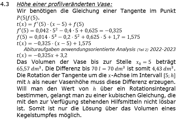 Abituraufgaben Berufsgymnasium Teil 2 mit Hilfmittel anwendungsorientierte Analysis Abitur 2022 Lösung Aufgabe 4 Bild 2/© by www.fit-in-mathe-online.de