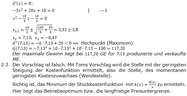 Abituraufgaben Berufsgymnasium Teil 2 mit Hilfmittel anwendungsorientierte Analysis Mustersatz 6/01 Lösung Bild 2 Abituraufgaben Berufsgymnasium Teil 2 mit Hilfmittel anwendungsorientierte Analysis Mustersatz 6/01 Lösung Bild 2/© by www.fit-in-mathe-online.de