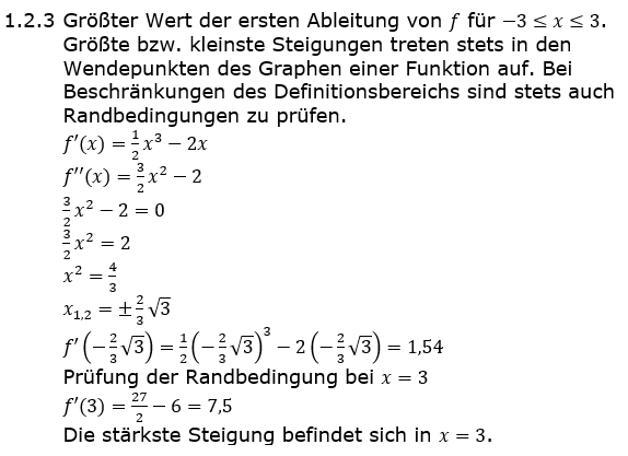 Abituraufgaben Berufsgymnasium Teil 2 mit Hilfmittel Analysis Abitur 2022 Lösung 1.1-1.2.3 Bild 4/© by www.fit-in-mathe-online.de