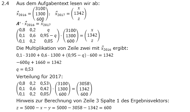 Abituraufgaben Berufsgymnasium Teil 4 mit Hilfmittel Matrizen und Prozesse Mustersatz 7 Lösung Bild 3 Abituraufgaben Berufsgymnasium Teil 4 mit Hilfmittel Matrizen und Prozesse Mustersatz 7 Lösung Bild 3/© by www.fit-in-mathe-online.de