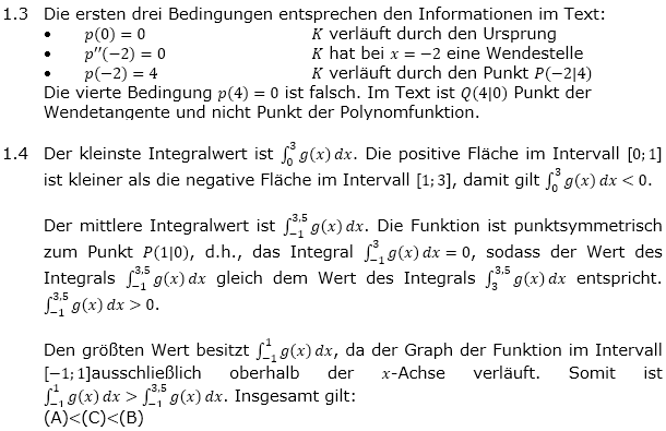 Abituraufgaben Berufsgymnasium Teil 1 ohne Hilfmittel Analysis Mustersatz 2 Lösung Bild 2/© by www.fit-in-mathe-online.de)