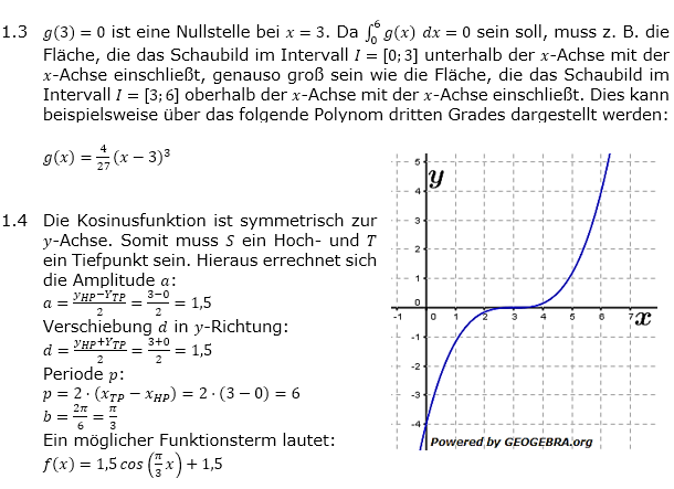 Abituraufgaben Berufsgymnasium Teil 1 ohne Hilfmittel Analysis Mustersatz 3 Lösung Bild 2/© by www.fit-in-mathe-online.de)
