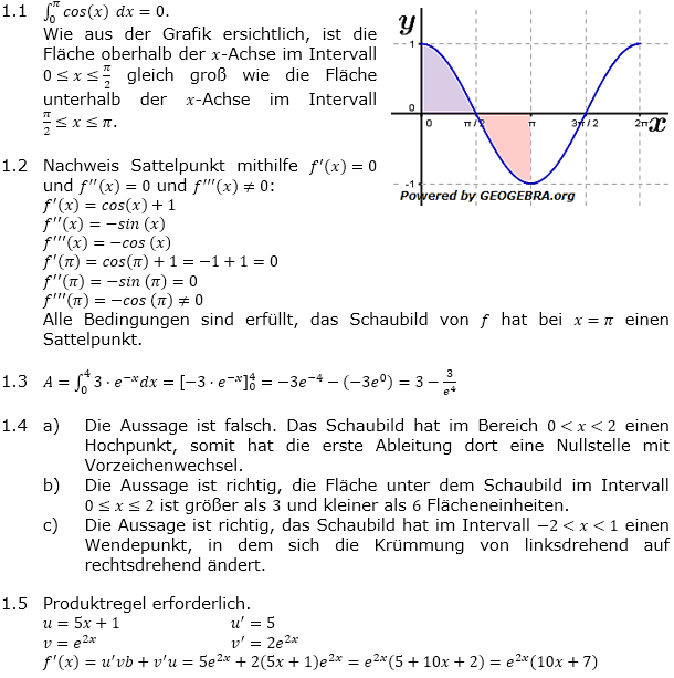 Abituraufgaben Berufsgymnasium Teil 1 ohne Hilfmittel Analysis Mustersatz 4 Lösung Bild 1/© by www.fit-in-mathe-online.de)
