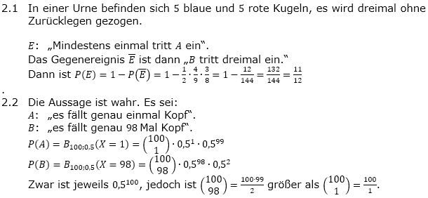 Abituraufgaben Berufsgymnasium Teil 1 ohne Hilfmittel Stochastik Mustersatz 2 Lösung Bild 1/© by www.fit-in-mathe-online.de)