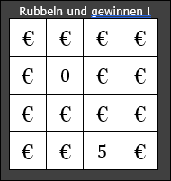 An einem Kiosk kann man Rubbellose kaufen. Ein Los besteht aus insgesamt 16 Feldern. (Abituraufgaben Berufsgymnasium Teil 3 mit Hilfsmittel Stochastik - Abiturprüfung 2017 Aufgabe 1 Bild 1/© by www.fit-in-mathe-online.de)