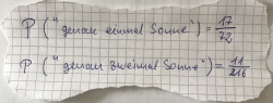 Die Frau des Besitzers hat einige Wahrscheinlichkeiten richtig berechnet und auf einen Zettel geschrieben. (Abituraufgabe BG Teil 3 Stochastik Grafik A19A0202 Bild 2/© by www.fit-in-mathe-online.de)