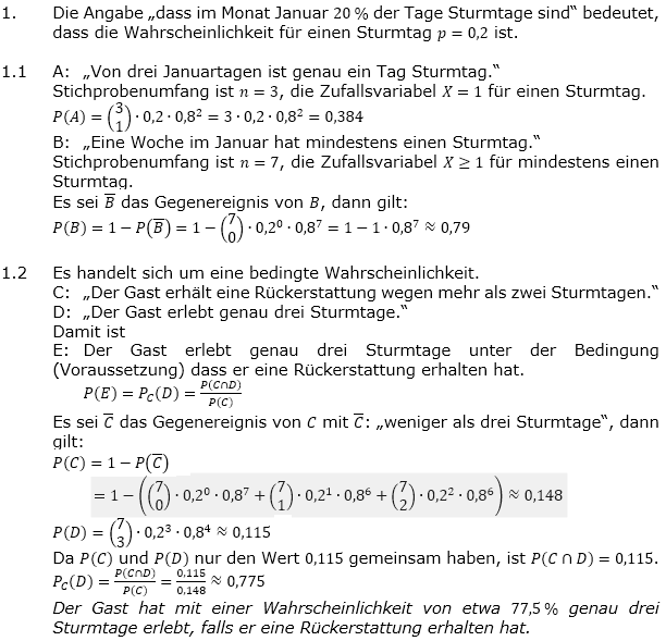 Abituraufgaben Berufsgymnasium Teil 3 mit Hilfmittel Stochastik Mustersatz 1 Lösung Bild 1 Abituraufgaben Berufsgymnasium Teil 3 mit Hilfmittel Stochastik Mustersatz 1 Lösung Bild 1/© by www.fit-in-mathe-online.de
