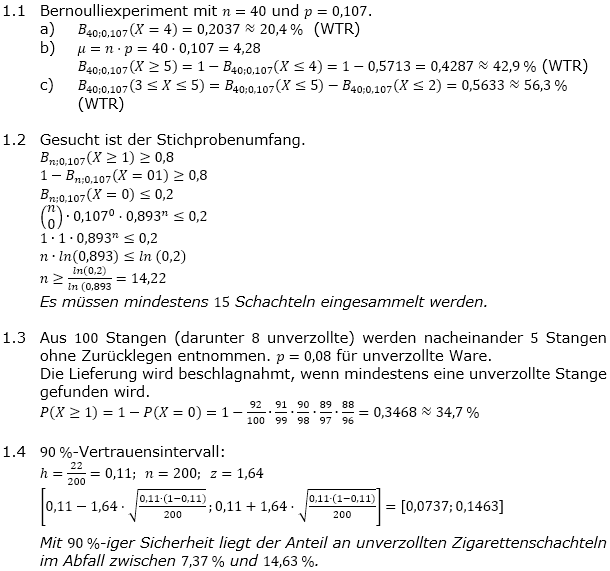 Abituraufgaben Berufsgymnasium Teil 3 mit Hilfmittel Stochastik Mustersatz 5 Lösung Bild 1 Abituraufgaben Berufsgymnasium Teil 3 mit Hilfmittel Stochastik Mustersatz 5 Lösung Bild 1/© by www.fit-in-mathe-online.de