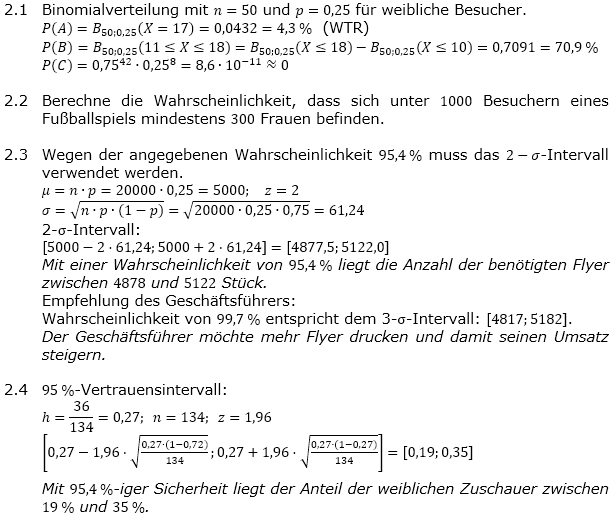 Abituraufgaben Berufsgymnasium Teil 3 mit Hilfmittel Stochastik Mustersatz 10 Lösung Bild 1/© by www.fit-in-mathe-online.de